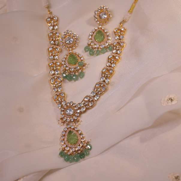 PASTEL STONE MOISSONITE POLKI SET