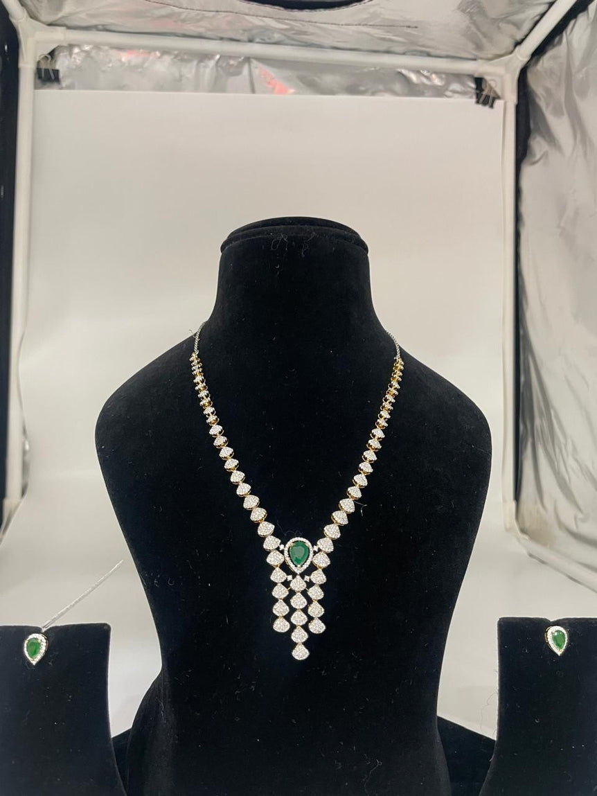 DIAMOND LOOK SMALL PURE SILVER SET - Olivearajewels