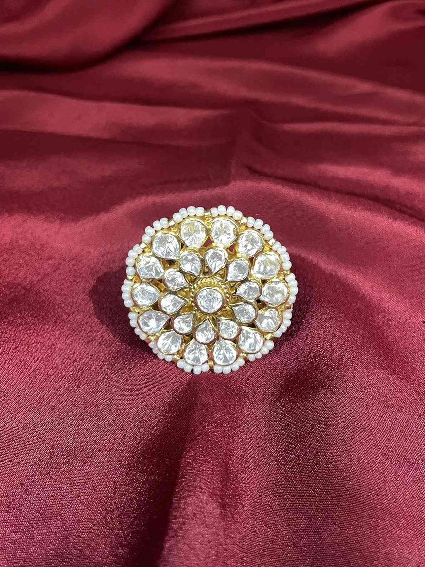 WHITE MOTI POLKI RING - Olivearajewels