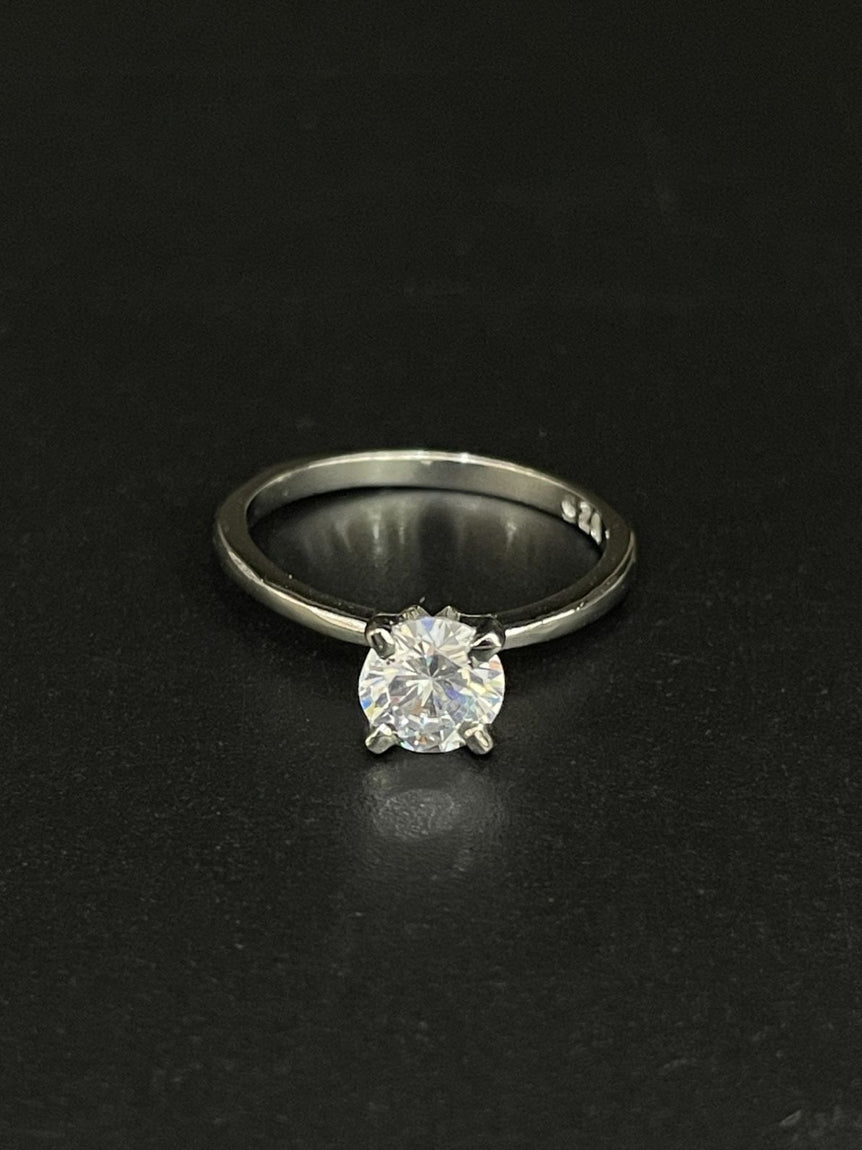 CLASSIC SOLITAIRE PURE SILVER RING - Olivearajewels
