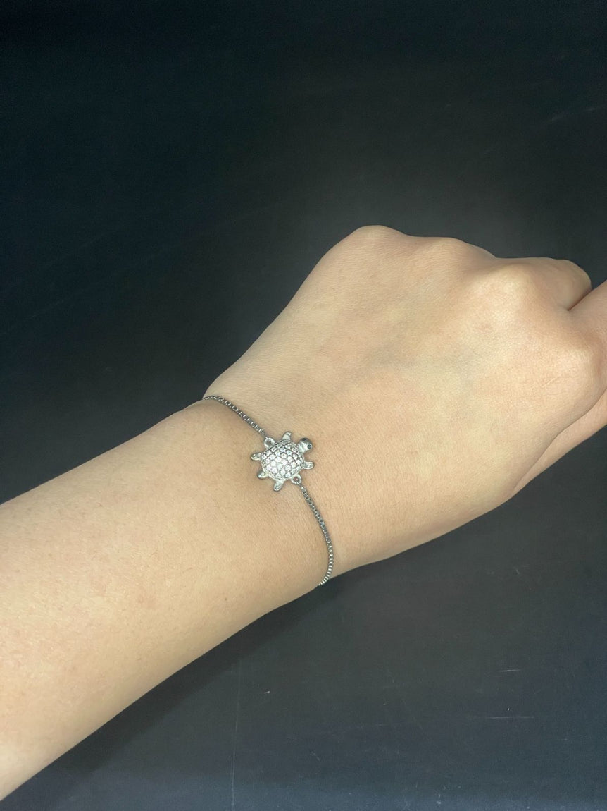 TORTOISE PURE SILVER BRACELET - ADJUSTABLE - Olivearajewels