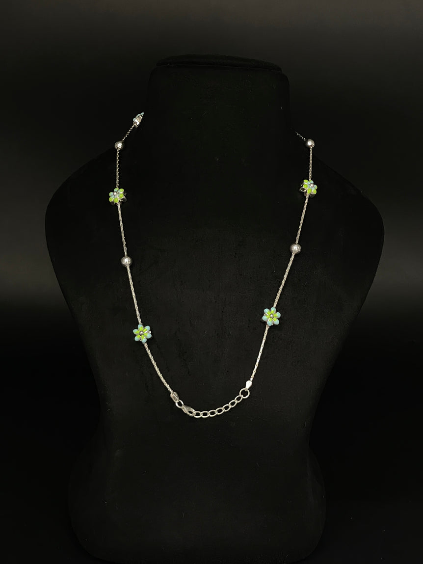 CUTE FLOWER DESIGN PURE SILVER ANKLET ( 1 PAIR ) - Olivearajewels