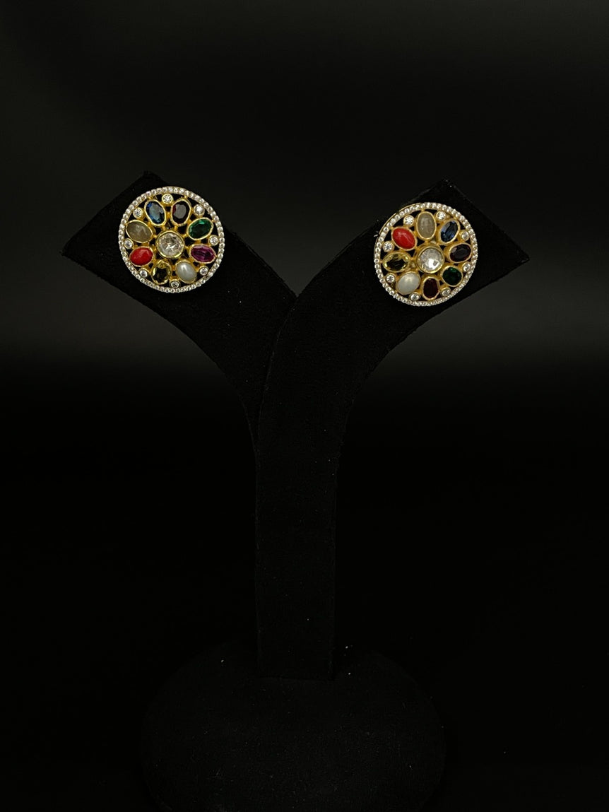 NAVRATTAN PURE SILVER STUDS - Olivearajewels