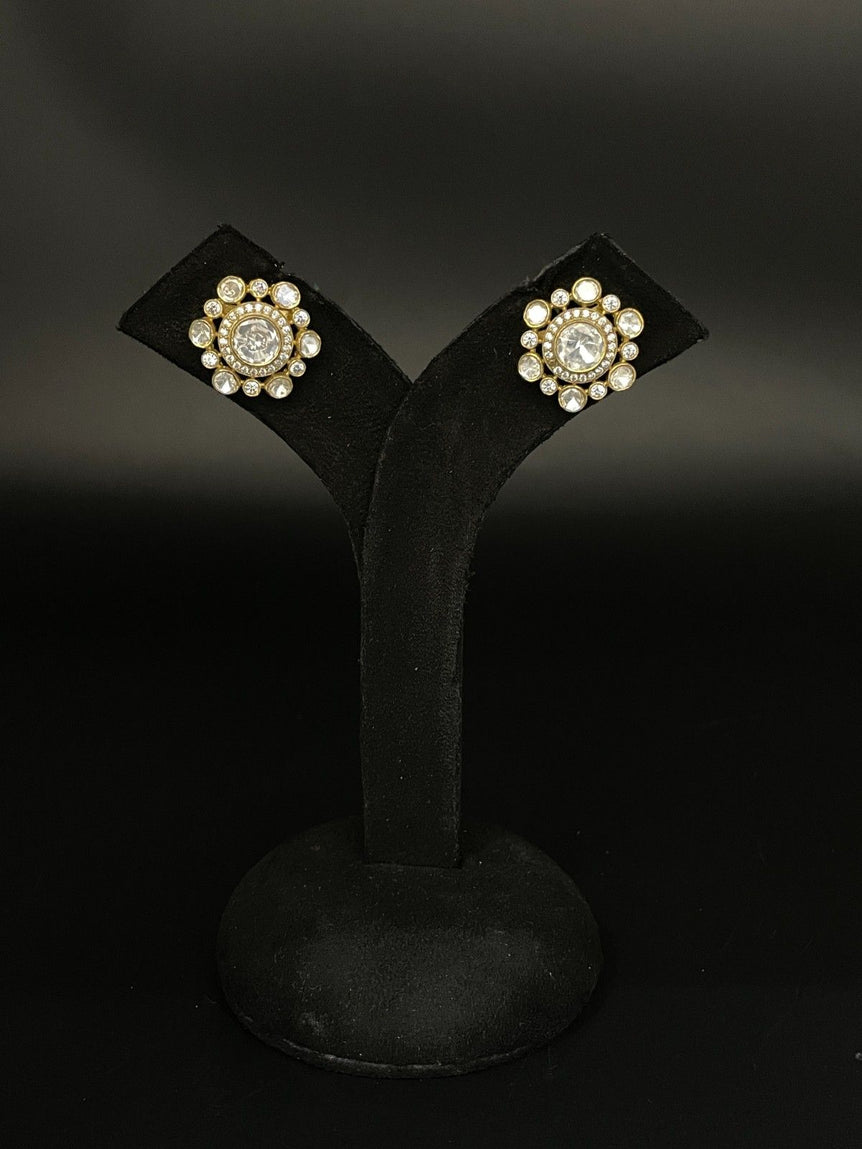 REAL LOOK PURE SILVER POLKI STUDS - Olivearajewels