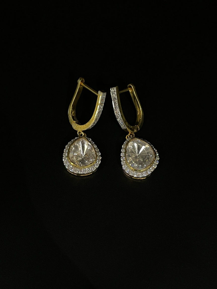 REAL LOOKING PERFECT POLKI PURE SILVER EARRINGS - Olivearajewels