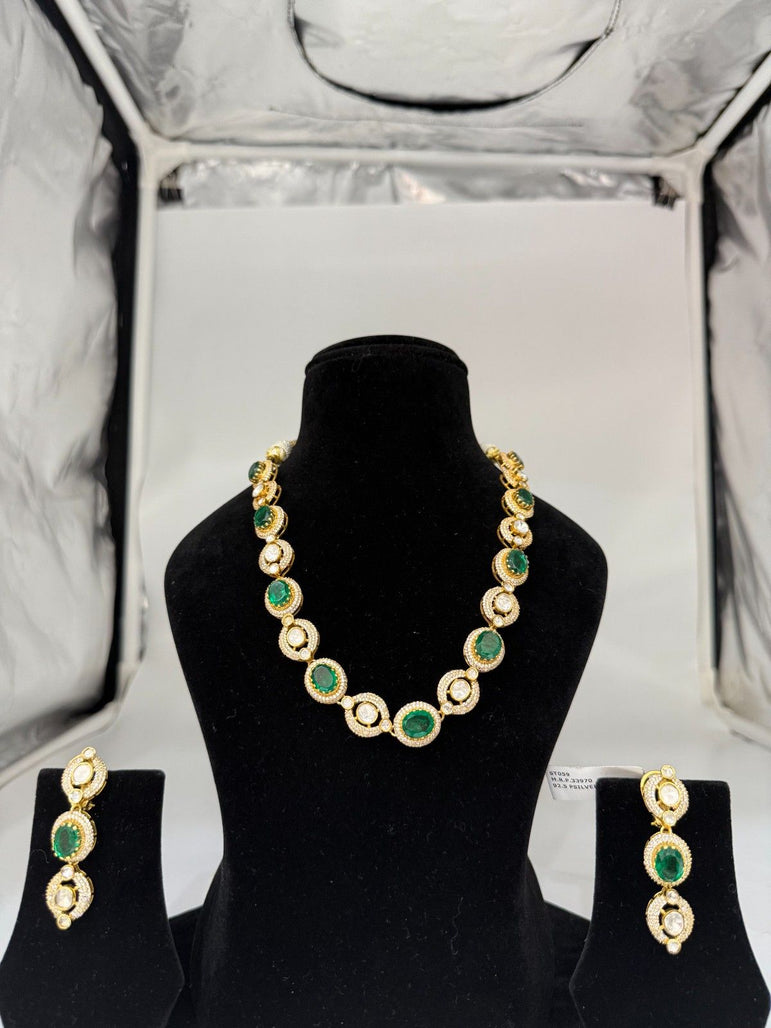 MALA STYLE SILVER POLKI SET - Olivearajewels