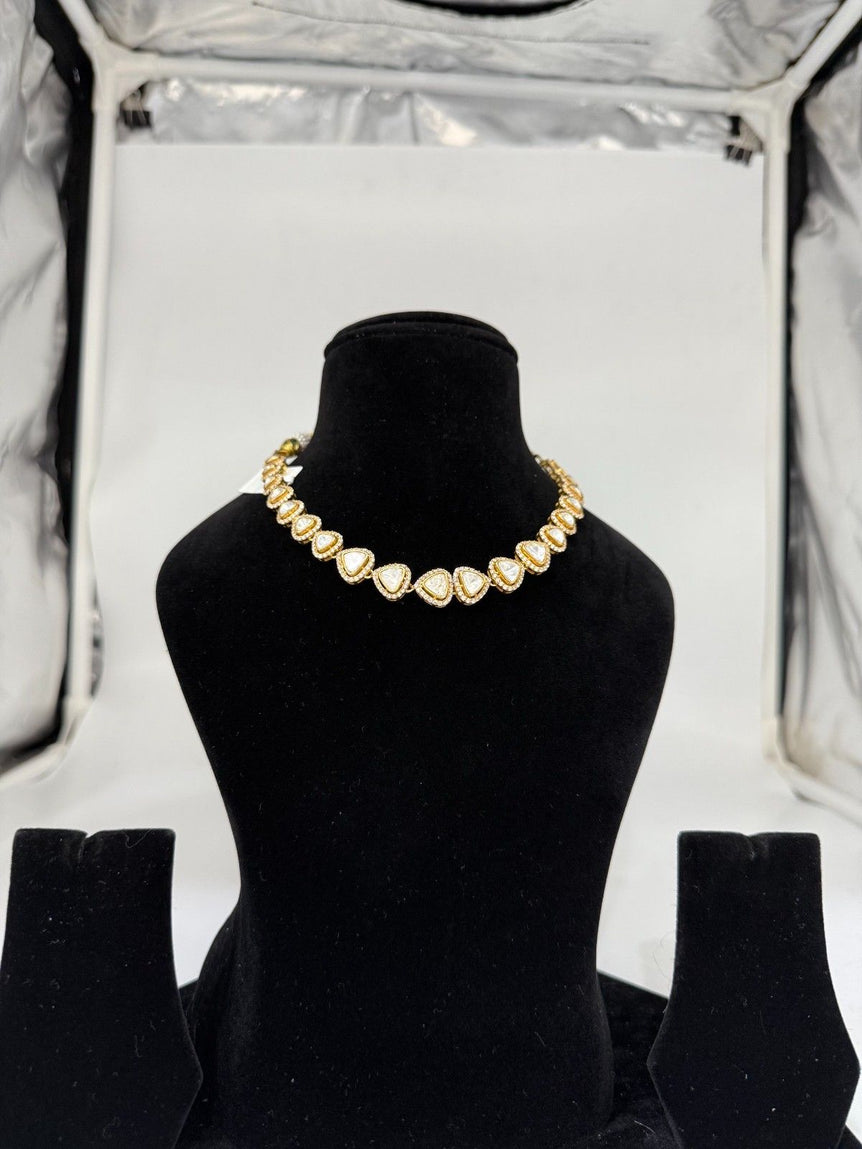 BEAUTIFUL PURE SILVER POLKI NECKLACE - Olivearajewels