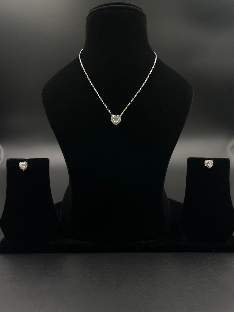 HEART SHAPE PURE SILVER PENDANT SET WITH CHAIN - Olivearajewels