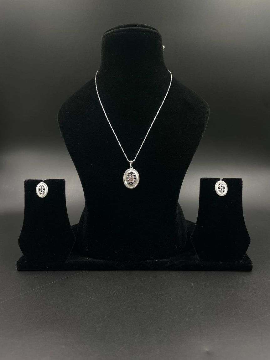 VICTORIAN PURE SILVER PENDANT SET - Olivearajewels