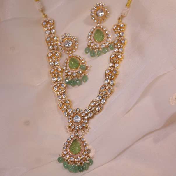 PASTEL STONE MOISSONITE POLKI SET