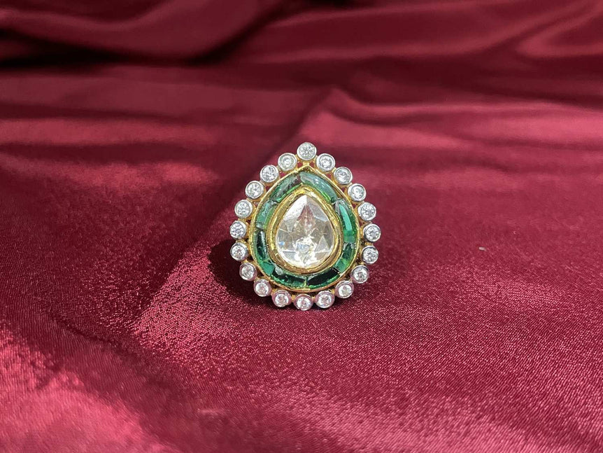 LEAF SHAPE POLKI RING