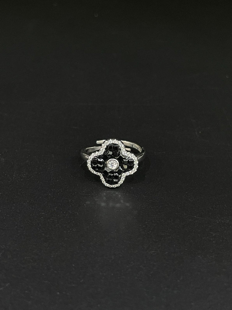 VAN CLEEF DESIGN BLACK COLOR PURE SILVER RING - Olivearajewels