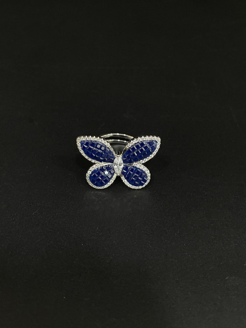 BLUE BUTTERFLY PURE SILVER RING