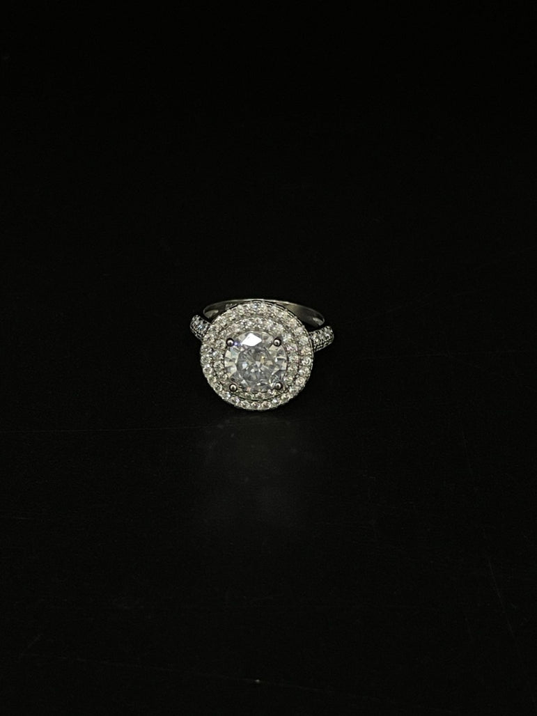 PURE SILVER DIAMOND LOOK PENDANT CUM RING