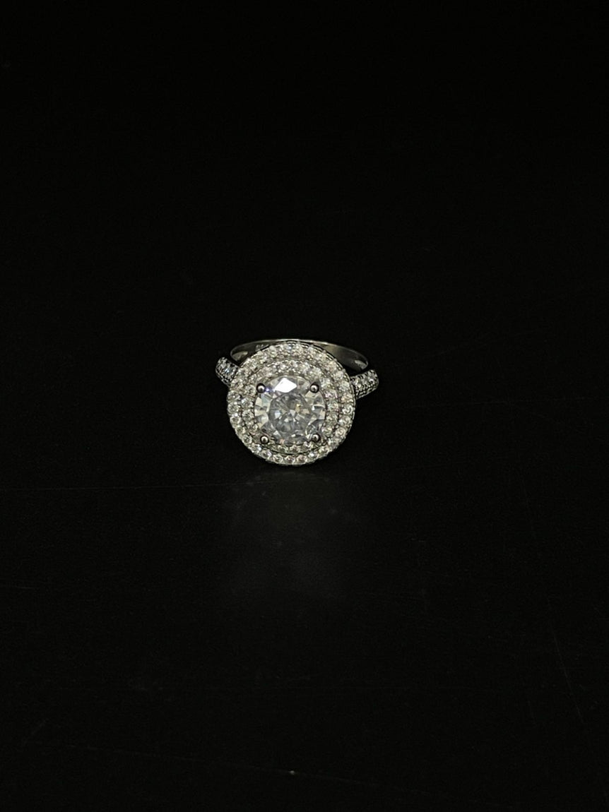 PURE SILVER DIAMOND LOOK PENDANT CUM RING