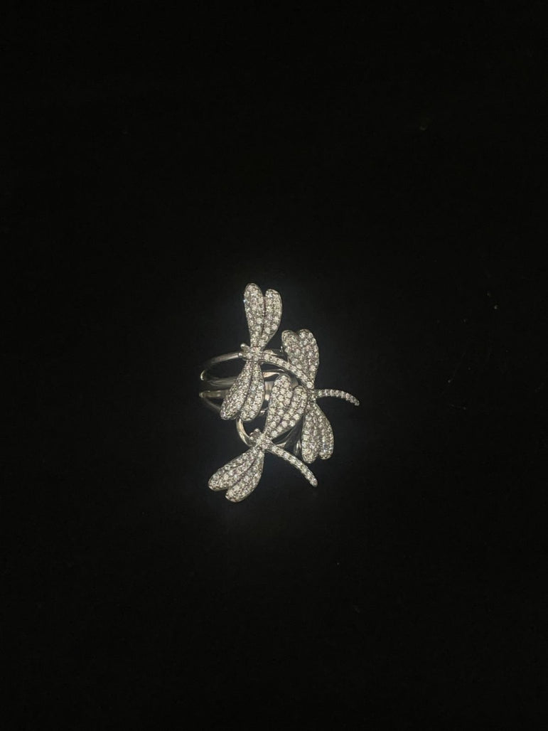 COCKTAIL BUTTERFLY PURE SILVER RING