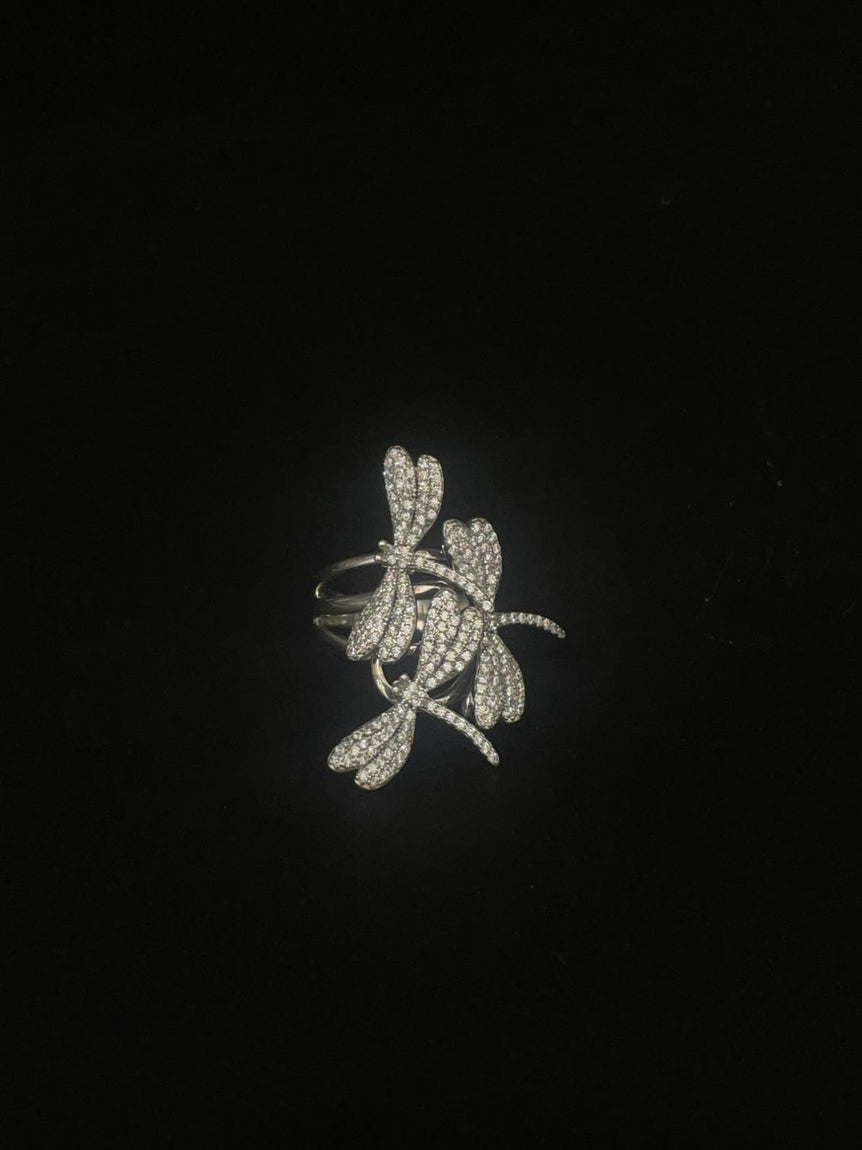 COCKTAIL BUTTERFLY PURE SILVER RING