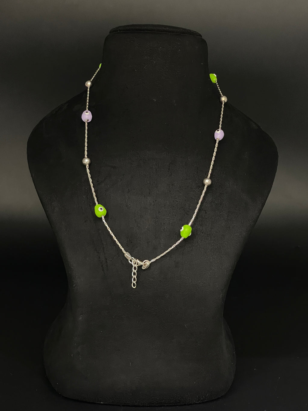 GREEN AND PURPLE NAZARIA ANKLET PURE SILVER ( 1 PAIR )
