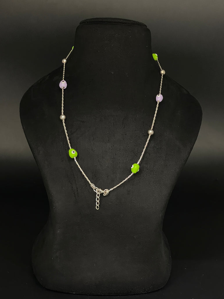 GREEN AND PURPLE NAZARIA ANKLET PURE SILVER ( 1 PAIR )