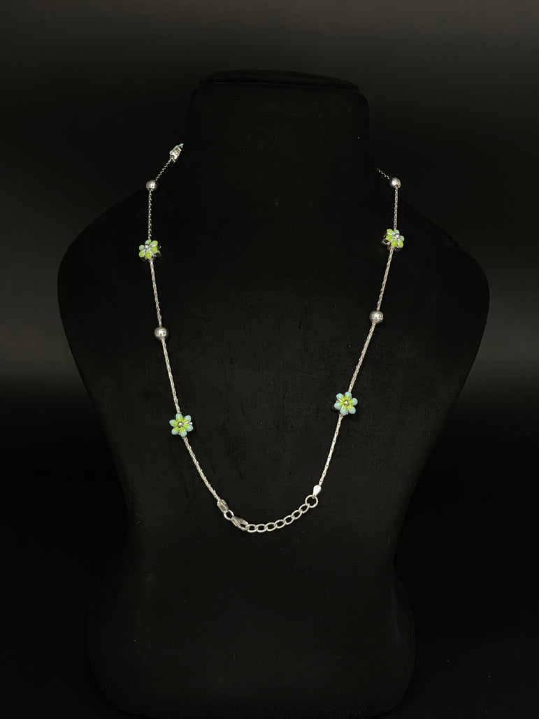 CUTE FLOWER DESIGN PURE SILVER ANKLET ( 1 PAIR )
