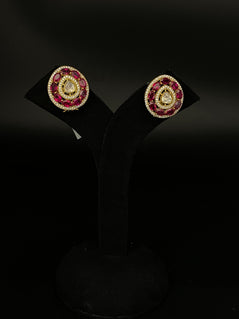 RED COLOR PURE SILVER STUDS