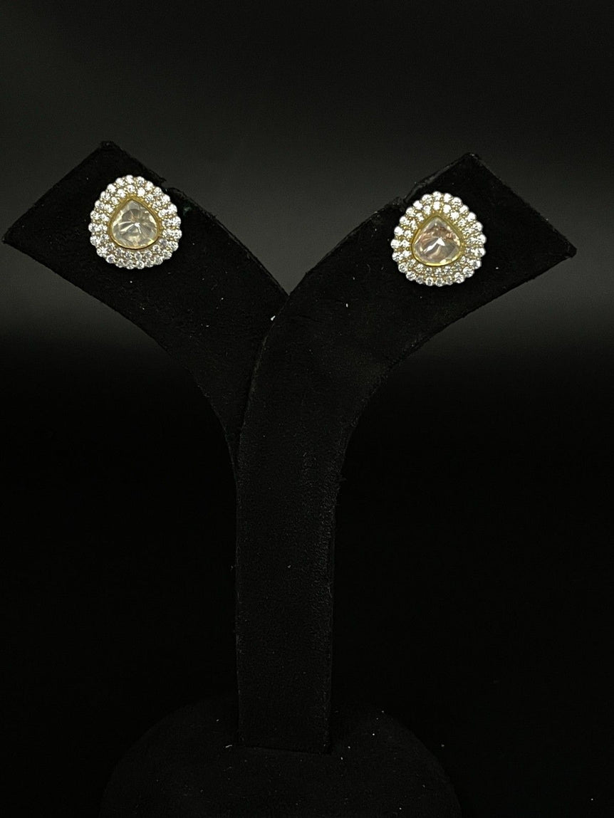 REAL LOOK PURE SILVER POLKI STUDS