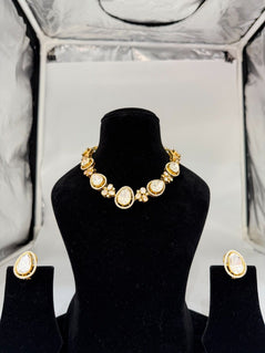 STYLISH OPEN POLKI PURE SILVER CHOKER SET